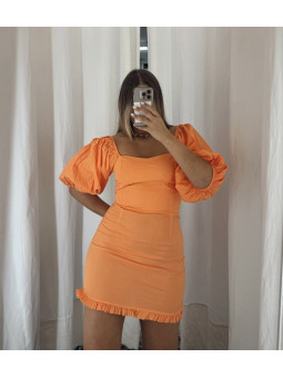 VESTIDO ABULLONADO NARANJA