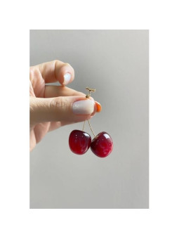 PENDIENTES CEREZAS DORADO