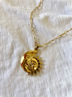 COLGANTE SOL Y LUNA DORADO