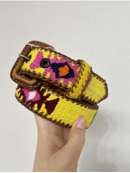 CINTURÓN ÉTNICO PIEL AMARILLO