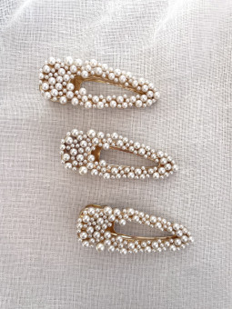 PINZA PELO PERLAS DORADA