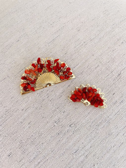 BROCHE DORADO ABANICO CORAL...