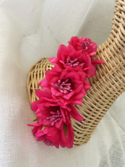 TOCADO FLAMENCA FLORES FUCSIA