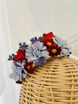 TOCADO FLAMENCA FLORES AZUL