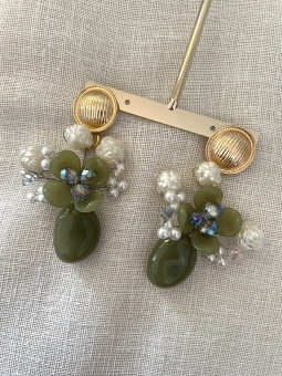 PENDIENTES FLOR VERDE SECO...