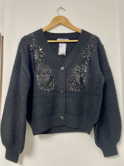 CARDIGAN NEGRO LENTEJUEGAS