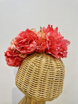 TOCADO FLAMENCA FLORES CORAL