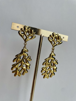 PENDIENTES CORAL DORADOS