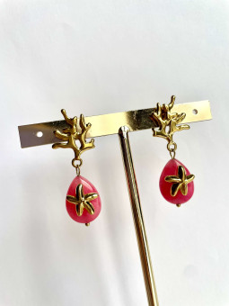 PENDIENTES ROSA Y DORADO...